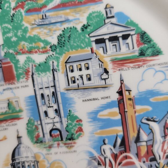 Vtg Missouri Souvenir Plate Gold Trim & Landmarks 10.5" Decorative Collectible - Picture 5 of 14